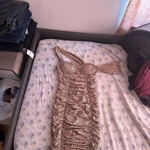 Elegant One Shoulder Leopard Print Dress